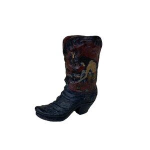 Vtg Miniature Ceramic/Resin Cowboy Boot Shoe Figurine Art Native American